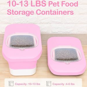 Collapsible Pet Food Storage Containers with Airtight Lid, Pet Food Scoop and Silicone Dog Bowl